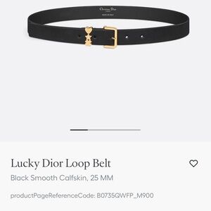 Dior Black Calfskin Belt with Gold Buckle